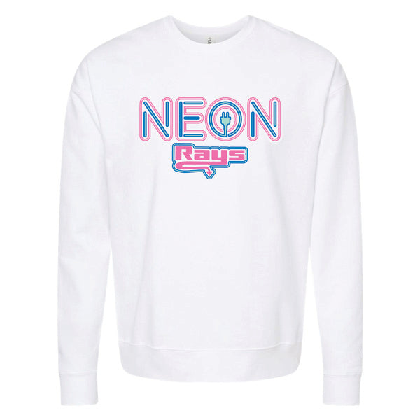 Neon Rays White Crew Neck Sweatshirt
