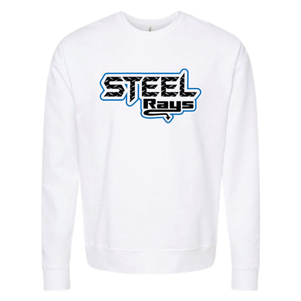 Steel Rays White Crew Neck Sweatshirt