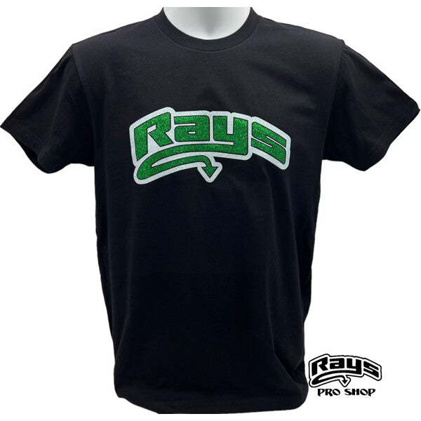 Black T-shirt with Green Glitter Rays