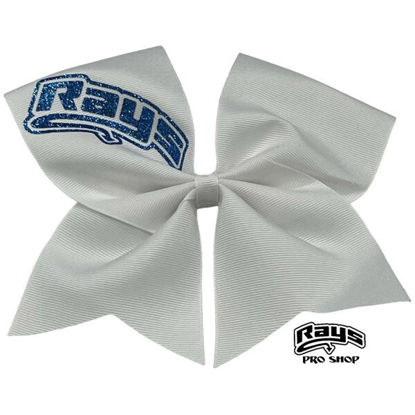 White Bow w/Blue Glitter Rays