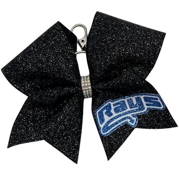 Rays Black Glitter Keychain Bow