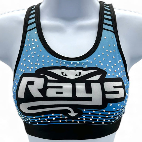 Rays Blue Sports Bra with Rhinestones
