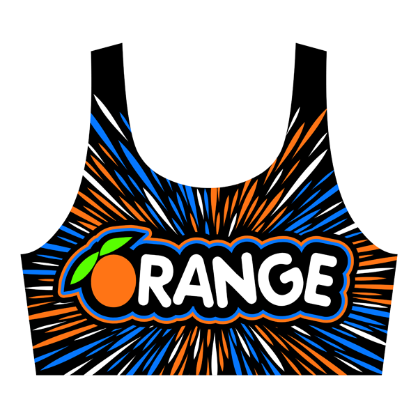 Orange Worlds Rhinestone Burst Sports Bra