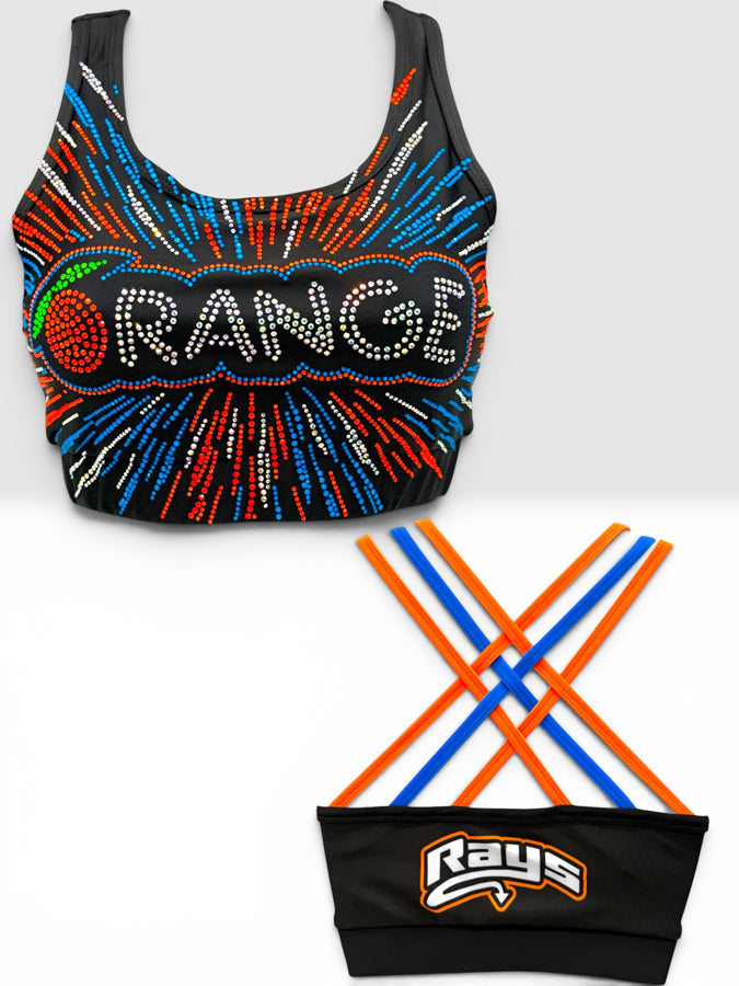Rays Orange Burst Sports Bra