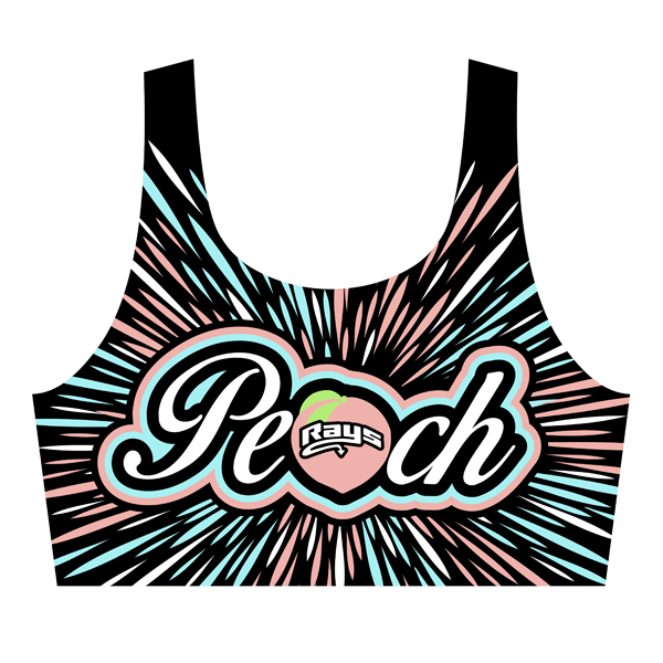 Peach Worlds Rhinestone Burst Sports Bra