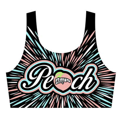 Peach Worlds Rhinestone Burst Sports Bra