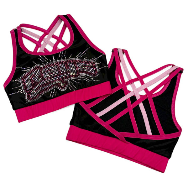 Rays Pink Burst Rhinestone Sports Bra