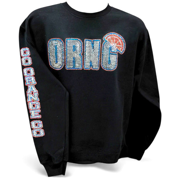 ORANGE Rays Rhinestone Black Sweatshirt ORNG