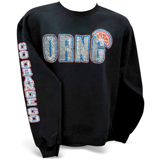 ORANGE Rays Rhinestone Black Sweatshirt ORNG