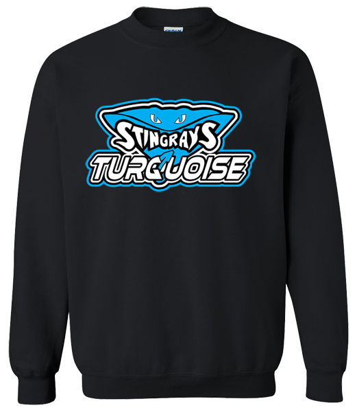 Crew Neck Black Sweatshirt (Turquoise)