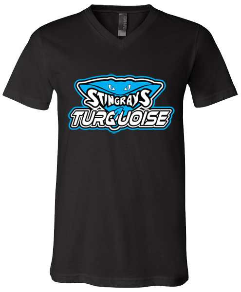 V-Neck Black T-shirt (Turquoise)